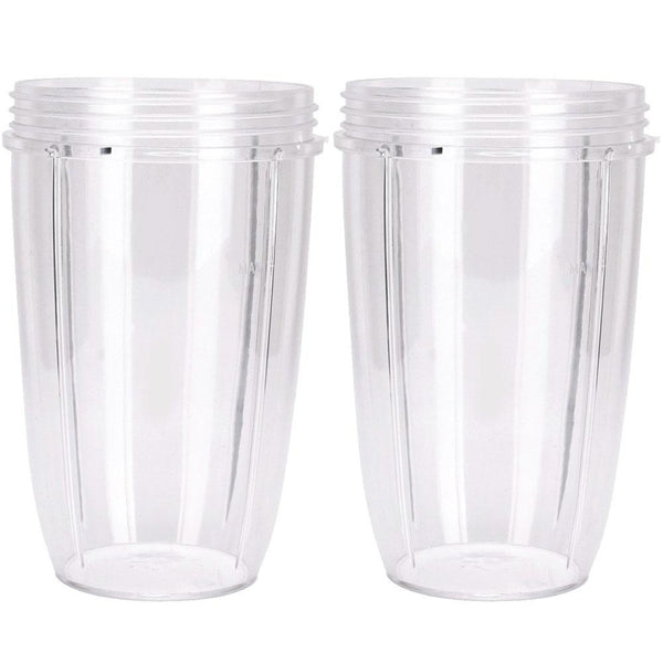 2 x 32 Oz Clear Nutri-bullet Large Cup + 2 Gaskets - Nutri 600 and 900 Models Amazon special