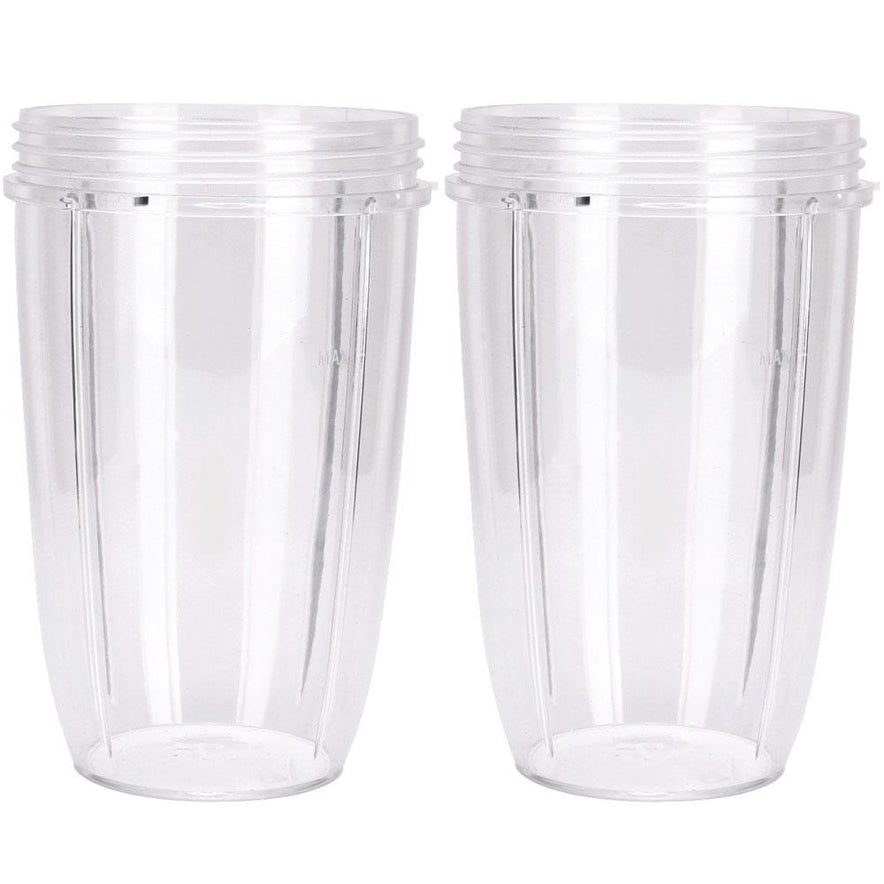 2 x 32 Oz Clear Nutri-bullet Large Cup + 2 Gaskets - Nutri 600 and 900 Models Amazon special