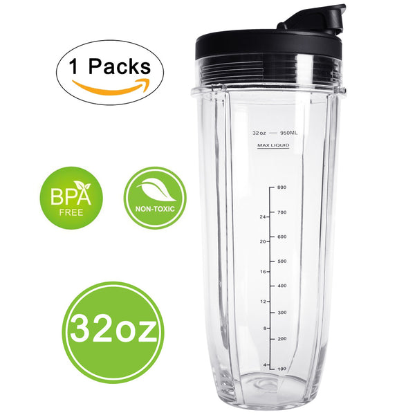 Nutri Ninja 32oz - 950ml (32oz) Replacement Blender Cup with Lid Compatible with Nutri Ninja Auto IQ Series