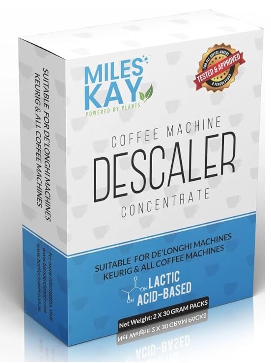 Coffee Descaler - Eco decalk alternative - 98% Lactic acid powder - Non liquid - No leak - Delonghi Descaler compatible - 2 Lactic acid Packs