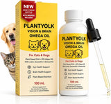 Omega 3 Oil for Dogs & Cats 100mL – Plant-Based DHA & EPA (Algae) – Fish Oil Alternative with Lutein, Zeaxanthin & Astaxanthin – Brain & Vision Support