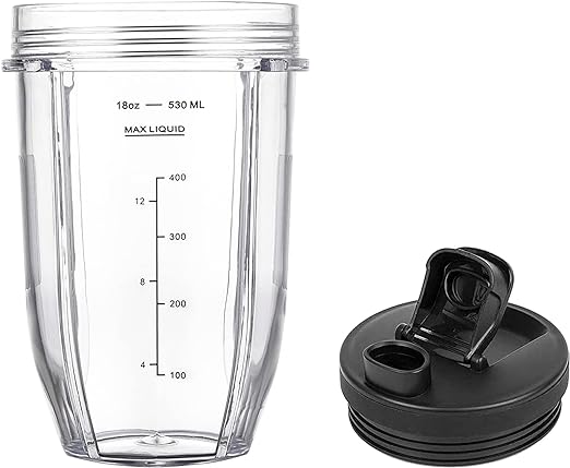 18OZ Replacement Cup Set with Lid  for Ninja Auto iQ Blenders - Compatible with BL450, BL454, BL456, BL480, BL482, BL640, BL642, BL682, BN751, BN801 Models (Single Pack)
