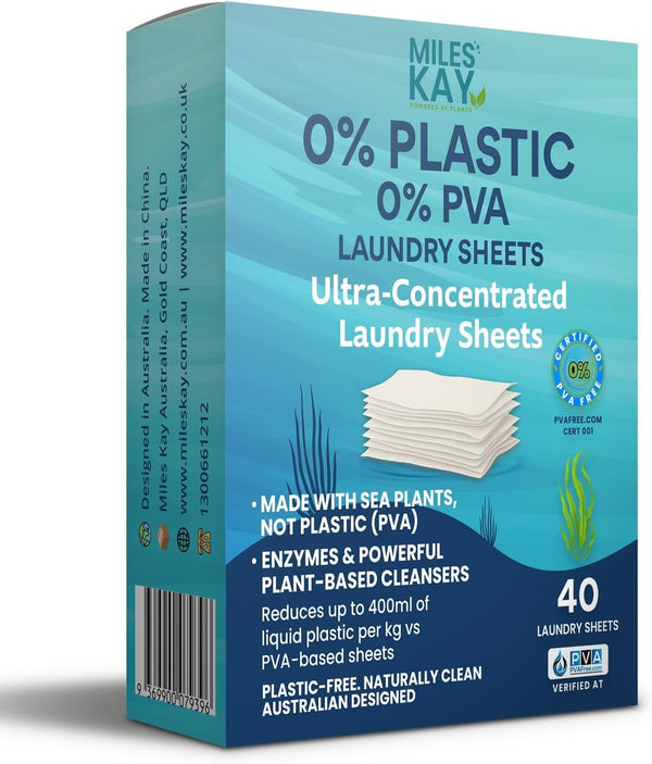 80 Wash - PVA Free Laundry Sheets - World First 0% PVA Free Seaweed derived - Stop PVA from entering our waterways