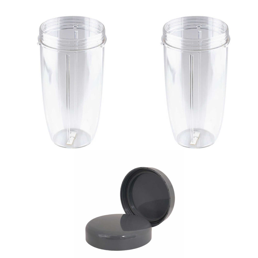 Nutribullet 2x 24oz Cups and 2 Stay Fresh Lids - All Nutri 600 900 Models Replacement