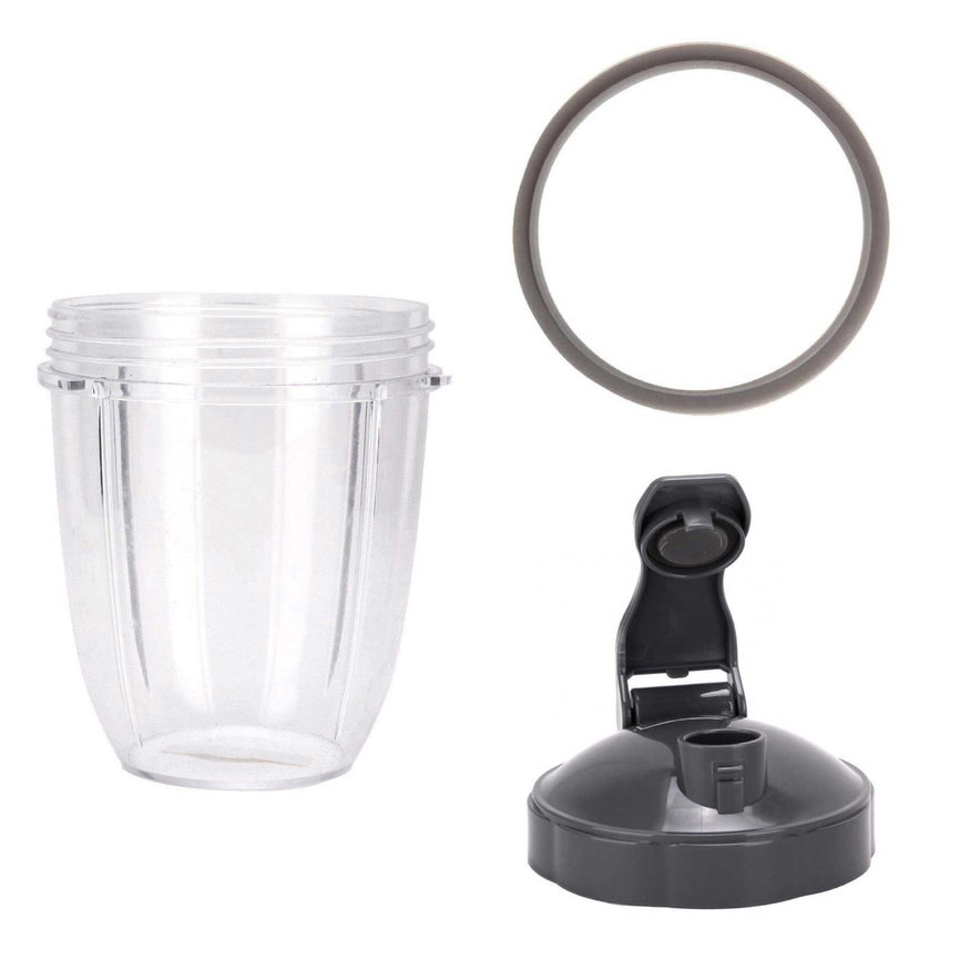 Nutribullet Short Cup + Fliptop Lid and Grey Seal - For All 600 900 Models Parts Replacement